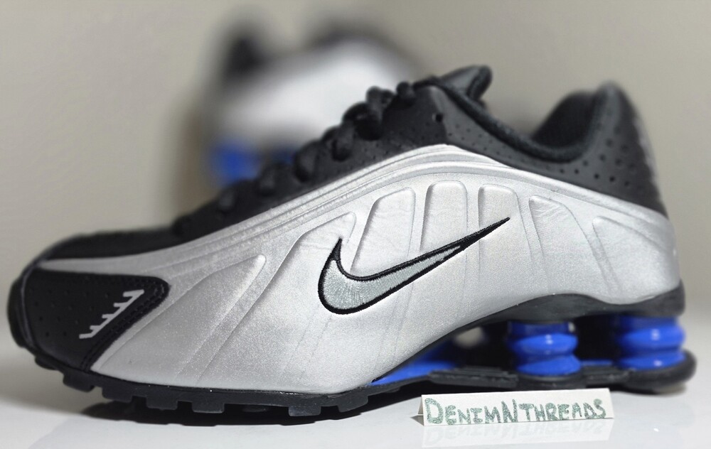 Nike Shox R4 Metallic Silver Racer Blue AR3565-006 NEW 🔥 Rare Womens Size 6.5